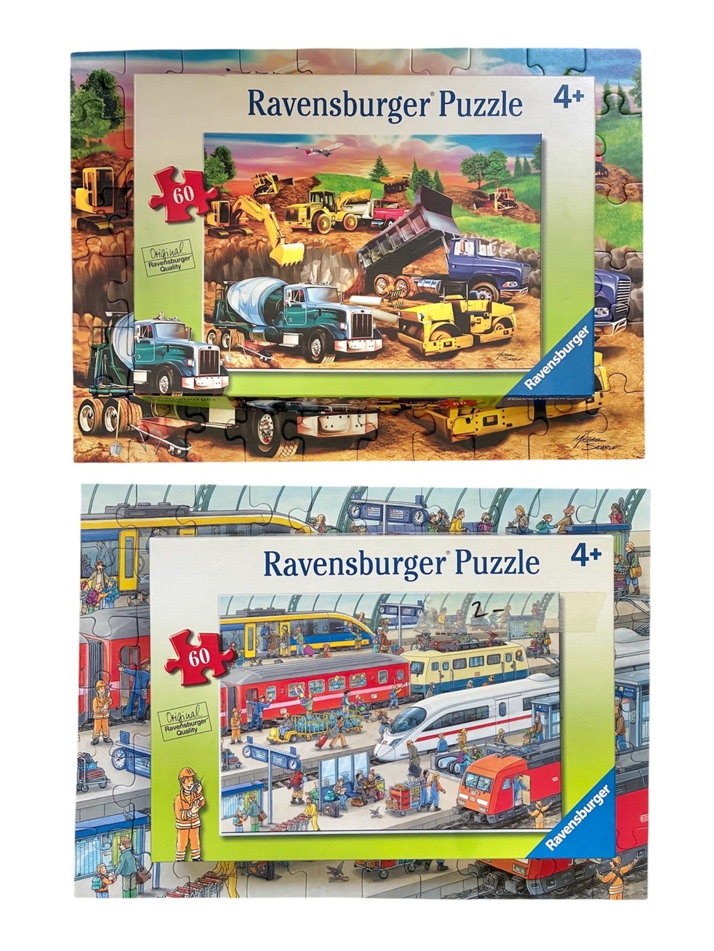 Ravensburger 4+ Puzzle 60 Pieces Childrens Construction Trucks Trains Lot Of 2